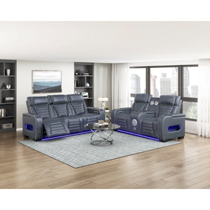 Cyber Collection Power Double Reclining Love Seat with Center Console, Power Headrests, Storage Arms(Top and Side) ,Cup Holders, Wireless Speakers with Sub-Woofer, Air Massage, Heat, LED Lighting and Charging Ports