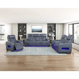 Cyber Collection Power Double Reclining Sofa with Center Drop-Down Cup Holders, Power Headrests, Storage Arms(Top and Side) ,Cup holders, Reading Lights, Wireless Charger, Air Massage, Heat, LED Lighting and Charging Ports
