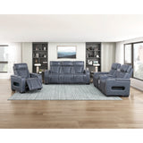 Cyber Collection Power Double Reclining Sofa with Center Drop-Down Cup Holders, Power Headrests, Storage Arms(Top and Side) ,Cup holders, Reading Lights, Wireless Charger, Air Massage, Heat, LED Lighting and Charging Ports
