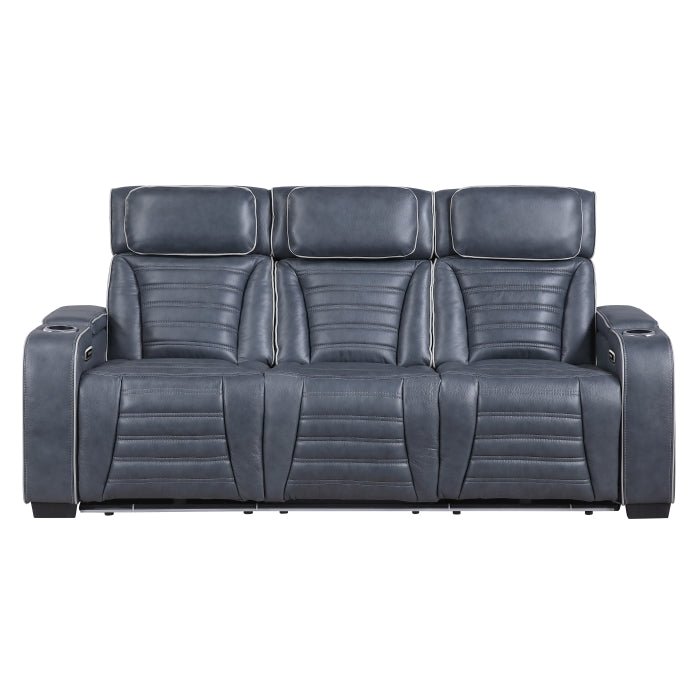 Cyber Collection Power Double Reclining Sofa with Center Drop-Down Cup Holders, Power Headrests, Storage Arms(Top and Side) ,Cup holders, Reading Lights, Wireless Charger, Air Massage, Heat, LED Lighting and Charging Ports