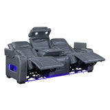 Cyber Collection Power Double Reclining Sofa with Center Drop-Down Cup Holders, Power Headrests, Storage Arms(Top and Side) ,Cup holders, Reading Lights, Wireless Charger, Air Massage, Heat, LED Lighting and Charging Ports