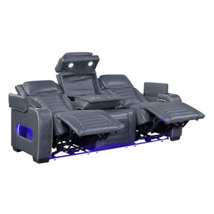 Cyber Collection Power Double Reclining Sofa with Center Drop-Down Cup Holders, Power Headrests, Storage Arms(Top and Side) ,Cup holders, Reading Lights, Wireless Charger, Air Massage, Heat, LED Lighting and Charging Ports