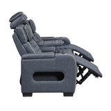 Cyber Collection Power Double Reclining Sofa with Center Drop-Down Cup Holders, Power Headrests, Storage Arms(Top and Side) ,Cup holders, Reading Lights, Wireless Charger, Air Massage, Heat, LED Lighting and Charging Ports