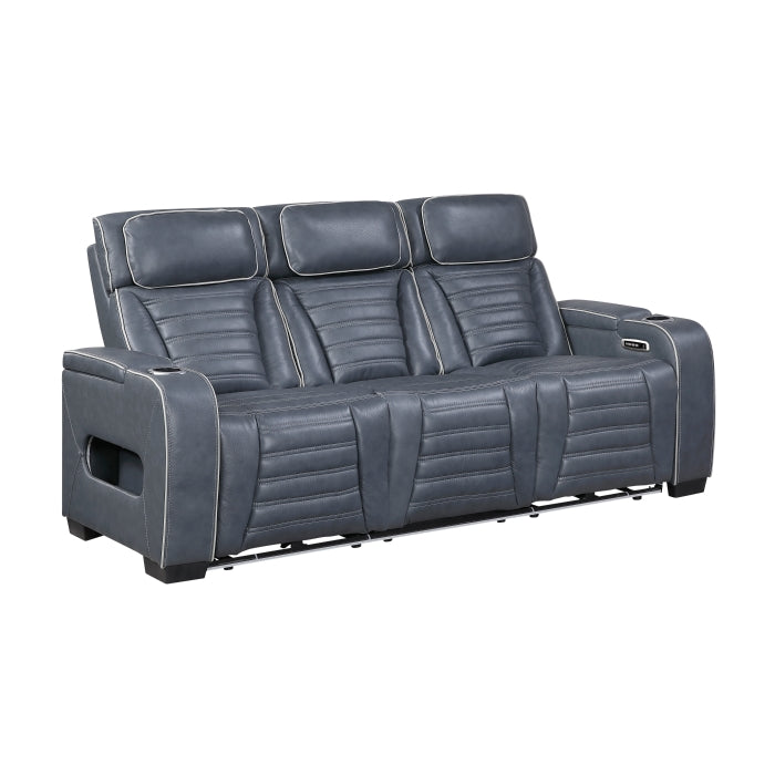 Cyber Collection Power Double Reclining Sofa with Center Drop-Down Cup Holders, Power Headrests, Storage Arms(Top and Side) ,Cup holders, Reading Lights, Wireless Charger, Air Massage, Heat, LED Lighting and Charging Ports