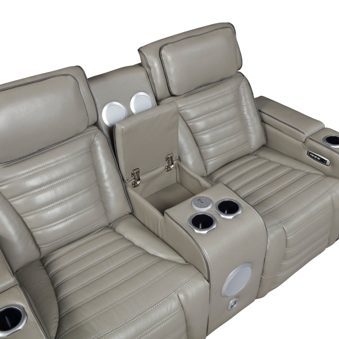 Cyber Collection Power Double Reclining Love Seat with Center Console, Power Headrests, Storage Arms(Top and Side) ,Cup Holders, Wireless Speakers with Sub-Woofer, Air Massage, Heat, LED Lighting and Charging Ports