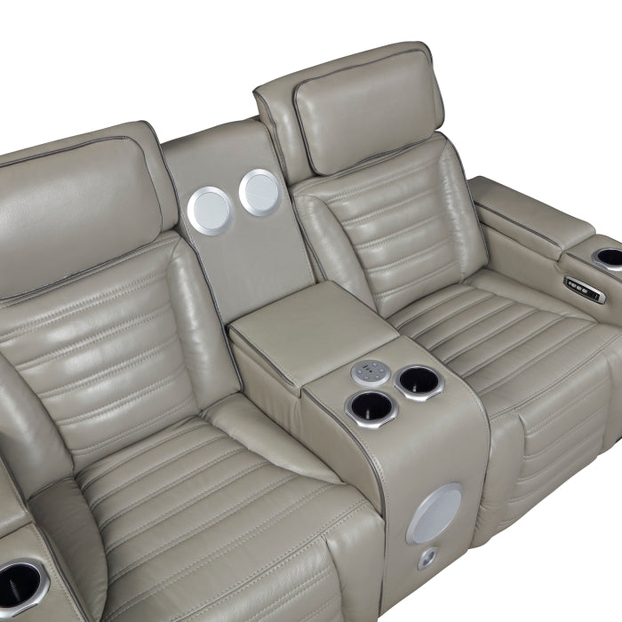 Cyber Collection Power Double Reclining Love Seat with Center Console, Power Headrests, Storage Arms(Top and Side) ,Cup Holders, Wireless Speakers with Sub-Woofer, Air Massage, Heat, LED Lighting and Charging Ports