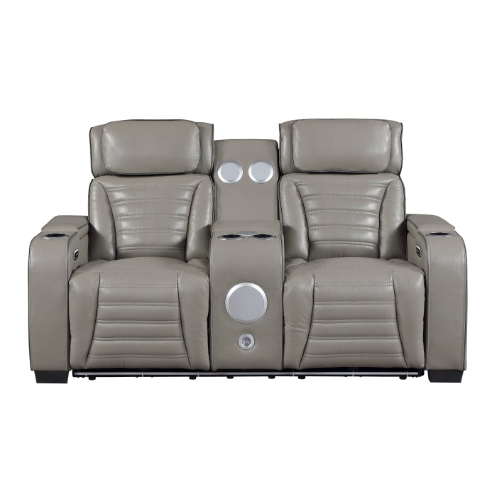 Cyber Collection Power Double Reclining Love Seat with Center Console, Power Headrests, Storage Arms(Top and Side) ,Cup Holders, Wireless Speakers with Sub-Woofer, Air Massage, Heat, LED Lighting and Charging Ports