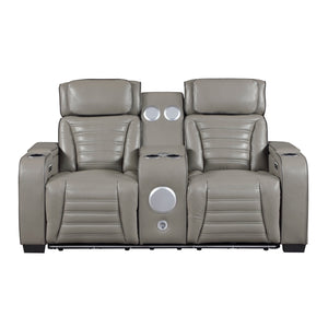 Cyber Collection Power Double Reclining Love Seat with Center Console, Power Headrests, Storage Arms(Top and Side) ,Cup Holders, Wireless Speakers with Sub-Woofer, Air Massage, Heat, LED Lighting and Charging Ports