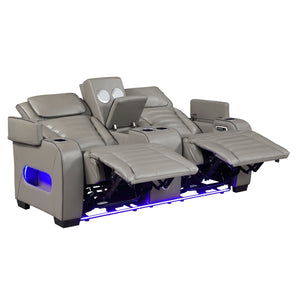 Cyber Collection Power Double Reclining Love Seat with Center Console, Power Headrests, Storage Arms(Top and Side) ,Cup Holders, Wireless Speakers with Sub-Woofer, Air Massage, Heat, LED Lighting and Charging Ports