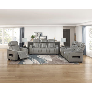 Cyber Collection Power Double Reclining Sofa with Center Drop-Down Cup Holders, Power Headrests, Storage Arms(Top and Side) ,Cup holders, Reading Lights, Wireless Charger, Air Massage, Heat, LED Lighting and Charging Ports