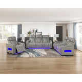 Cyber Collection Power Double Reclining Sofa with Center Drop-Down Cup Holders, Power Headrests, Storage Arms(Top and Side) ,Cup holders, Reading Lights, Wireless Charger, Air Massage, Heat, LED Lighting and Charging Ports