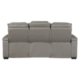 Cyber Collection Power Double Reclining Sofa with Center Drop-Down Cup Holders, Power Headrests, Storage Arms(Top and Side) ,Cup holders, Reading Lights, Wireless Charger, Air Massage, Heat, LED Lighting and Charging Ports