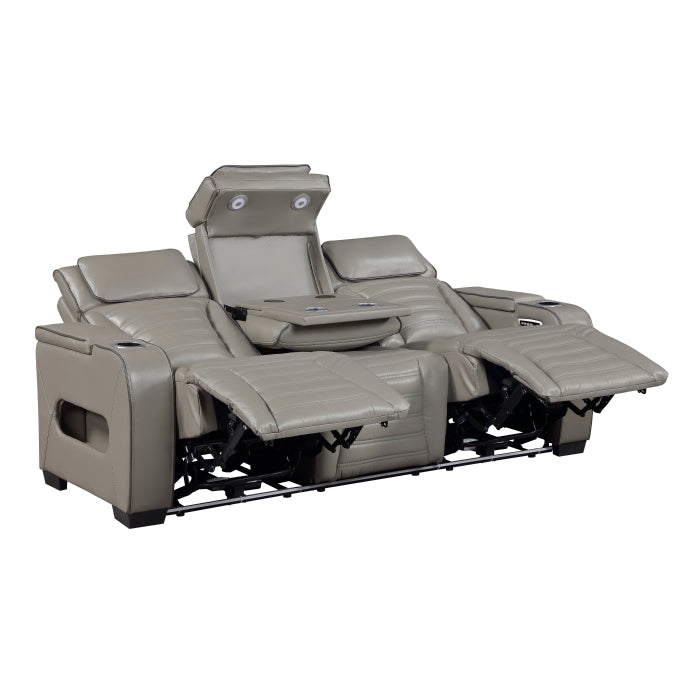 Cyber Collection Power Double Reclining Sofa with Center Drop-Down Cup Holders, Power Headrests, Storage Arms(Top and Side) ,Cup holders, Reading Lights, Wireless Charger, Air Massage, Heat, LED Lighting and Charging Ports