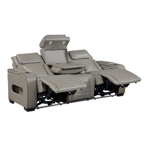 Cyber Collection Power Double Reclining Sofa with Center Drop-Down Cup Holders, Power Headrests, Storage Arms(Top and Side) ,Cup holders, Reading Lights, Wireless Charger, Air Massage, Heat, LED Lighting and Charging Ports