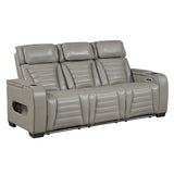 Cyber Collection Power Double Reclining Sofa with Center Drop-Down Cup Holders, Power Headrests, Storage Arms(Top and Side) ,Cup holders, Reading Lights, Wireless Charger, Air Massage, Heat, LED Lighting and Charging Ports