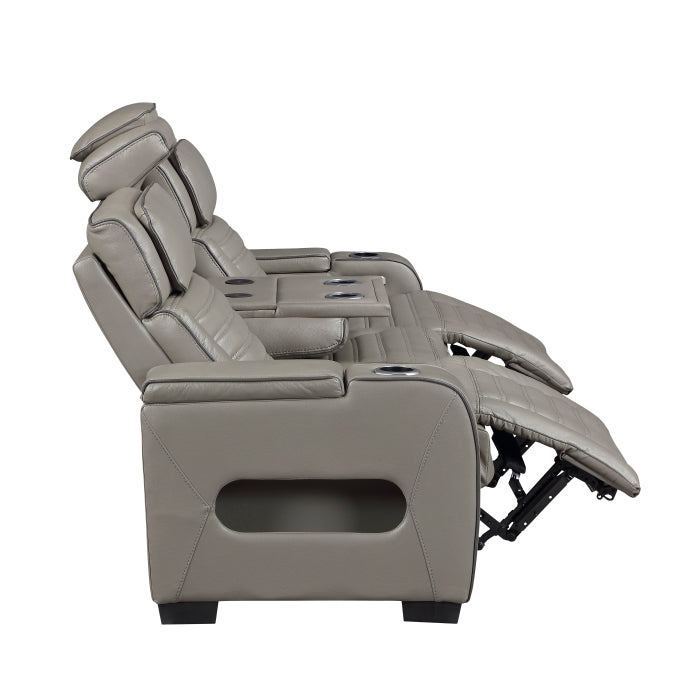 Cyber Collection Power Double Reclining Sofa with Center Drop-Down Cup Holders, Power Headrests, Storage Arms(Top and Side) ,Cup holders, Reading Lights, Wireless Charger, Air Massage, Heat, LED Lighting and Charging Ports