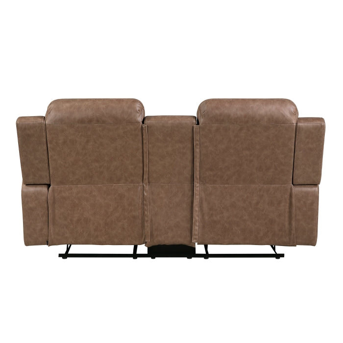 Hearth Collection Double Reclining Love Seat with Center Console