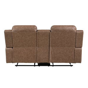 Hearth Collection Double Reclining Love Seat with Center Console