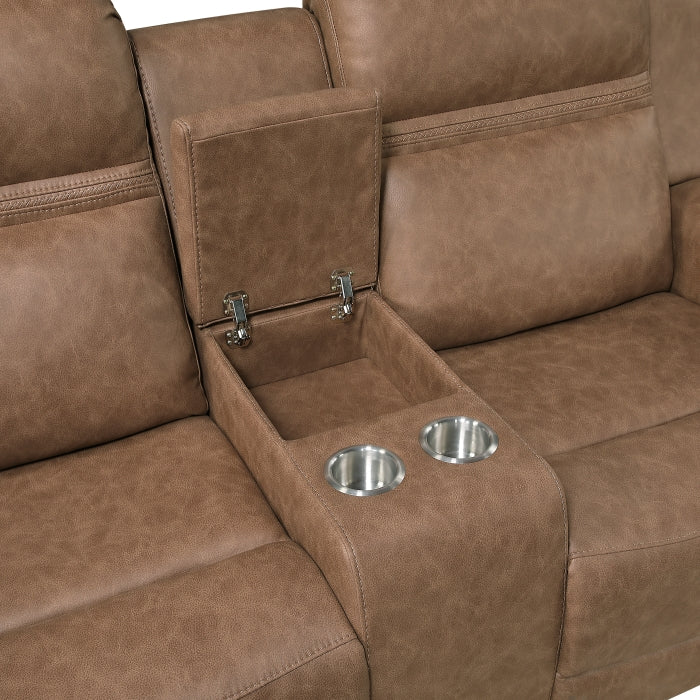 Hearth Collection Double Reclining Love Seat with Center Console
