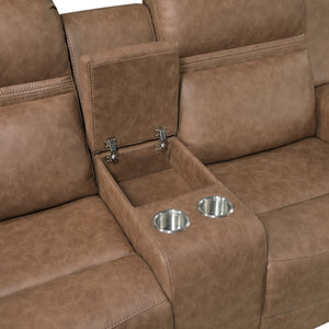 Hearth Collection Double Reclining Love Seat with Center Console