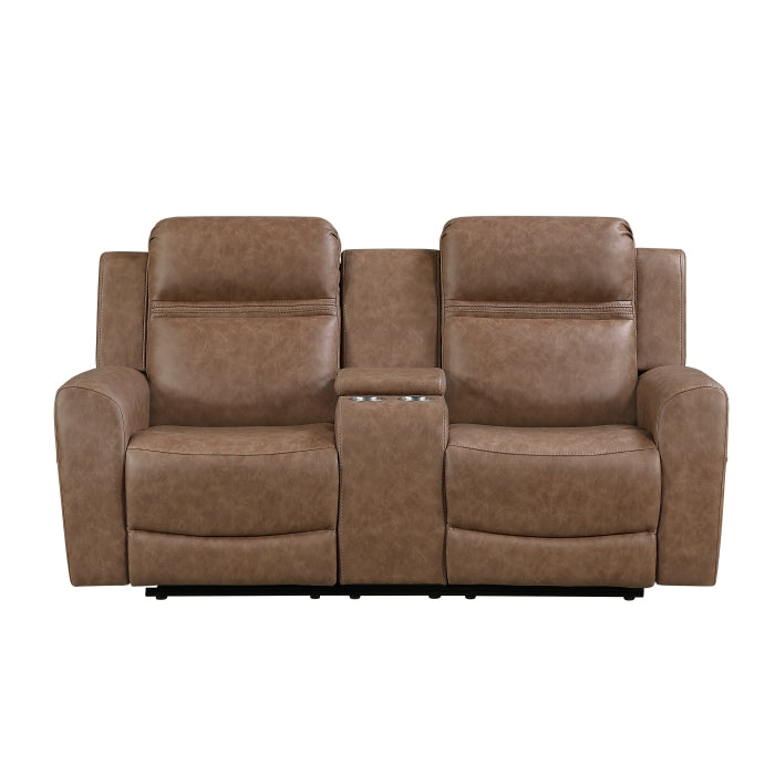 Hearth Collection Double Reclining Love Seat with Center Console