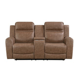 Hearth Collection Double Reclining Love Seat with Center Console