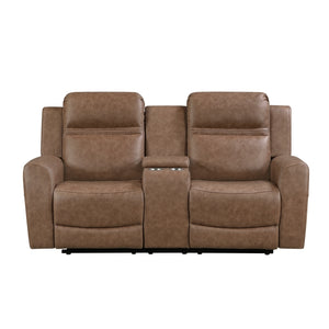 Hearth Collection Double Reclining Love Seat with Center Console