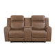 Hearth Collection Double Reclining Love Seat with Center Console