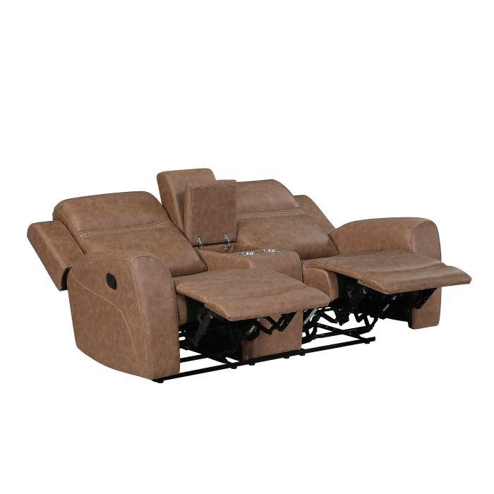 Hearth Collection Double Reclining Love Seat with Center Console