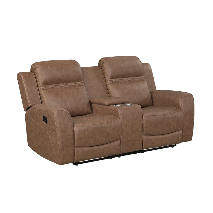 Hearth Collection Double Reclining Love Seat with Center Console