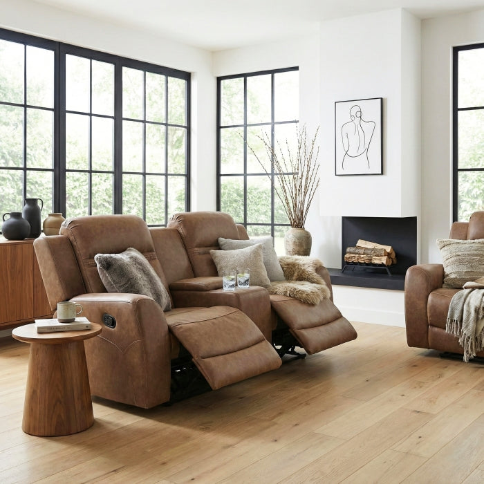 Hearth Collection Double Reclining Love Seat with Center Console