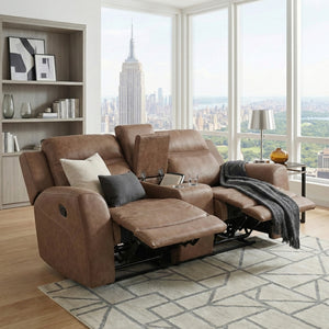 Hearth Collection Double Reclining Love Seat with Center Console