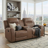 Hearth Collection Double Reclining Love Seat with Center Console
