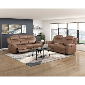 Hearth Collection Double Reclining Love Seat with Center Console