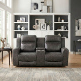 Hearth Collection Double Reclining Love Seat with Center Console