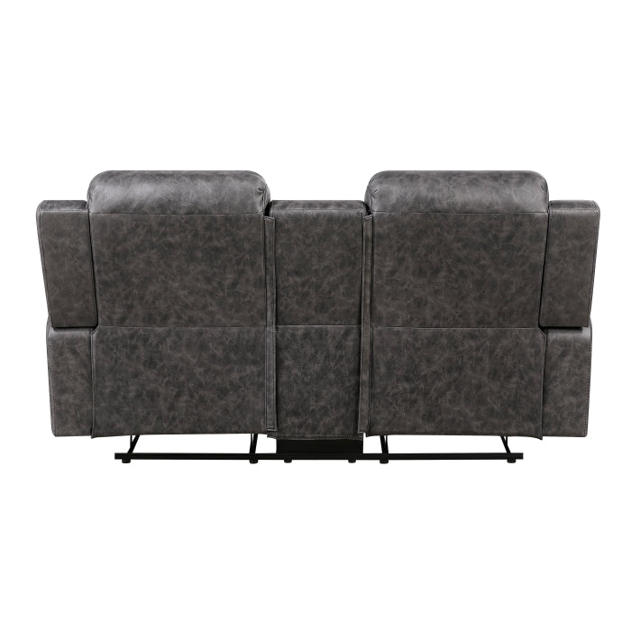 Hearth Collection Double Reclining Love Seat with Center Console