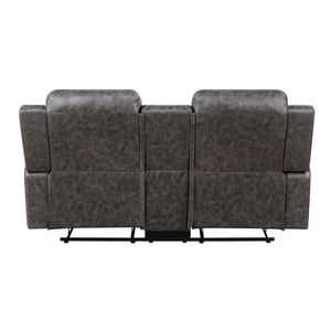 Hearth Collection Double Reclining Love Seat with Center Console