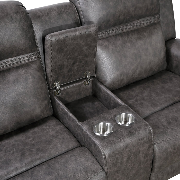 Hearth Collection Double Reclining Love Seat with Center Console