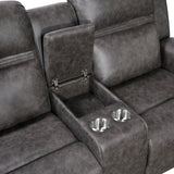 Hearth Collection Double Reclining Love Seat with Center Console