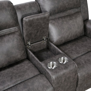 Hearth Collection Double Reclining Love Seat with Center Console