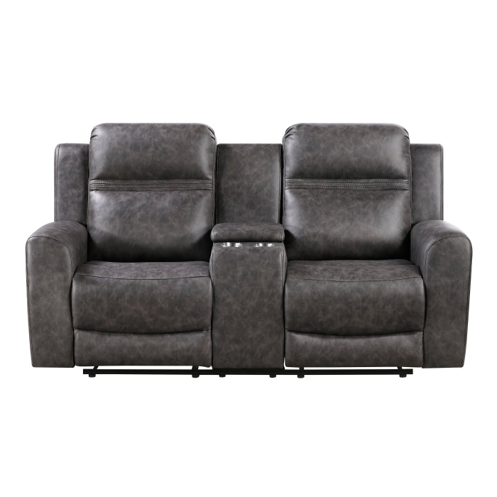 Hearth Collection Double Reclining Love Seat with Center Console