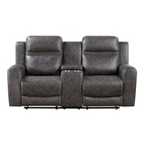 Hearth Collection Double Reclining Love Seat with Center Console