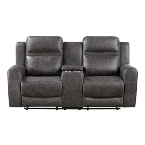 Hearth Collection Double Reclining Love Seat with Center Console