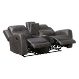Hearth Collection Double Reclining Love Seat with Center Console