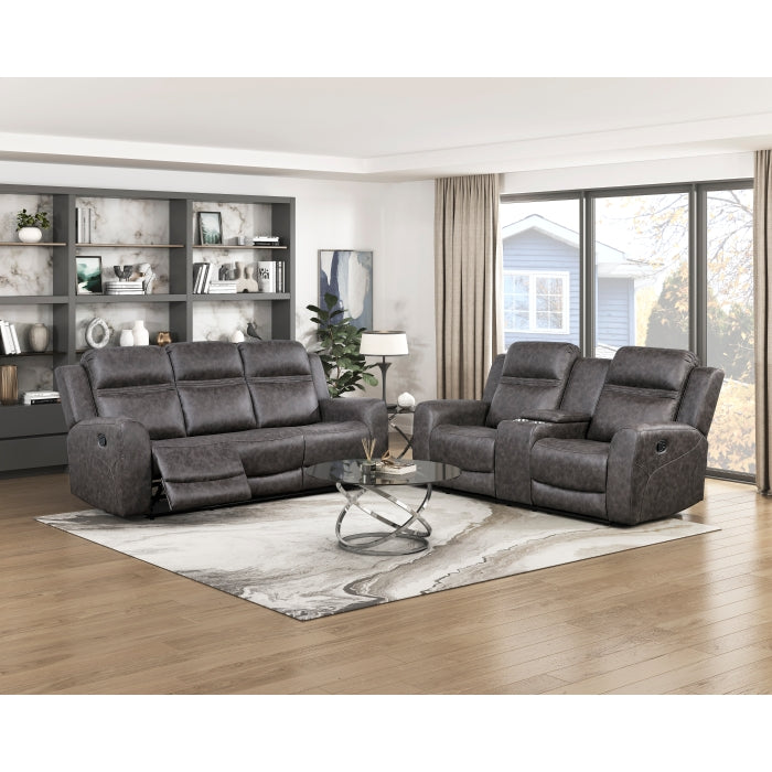 Hearth Collection Double Reclining Love Seat with Center Console