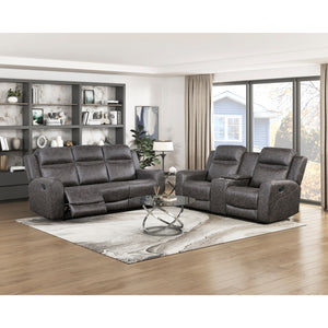 Hearth Collection Double Reclining Love Seat with Center Console