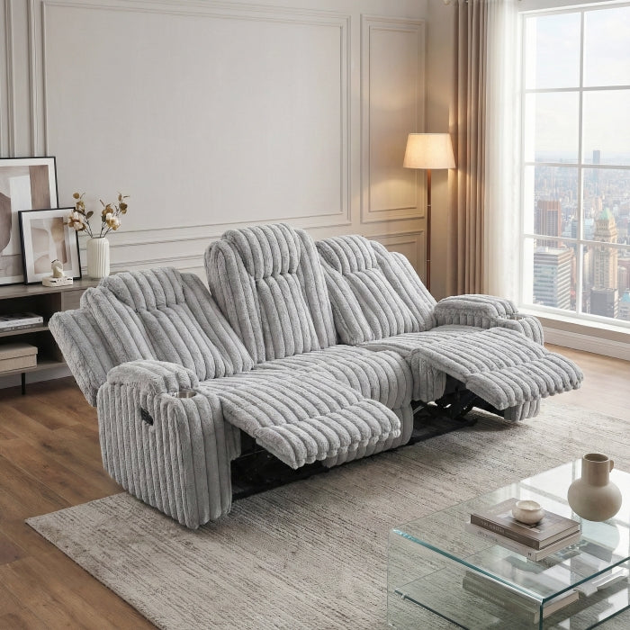 Phyllis Collection Double Reclining Sofa with Cup Holders