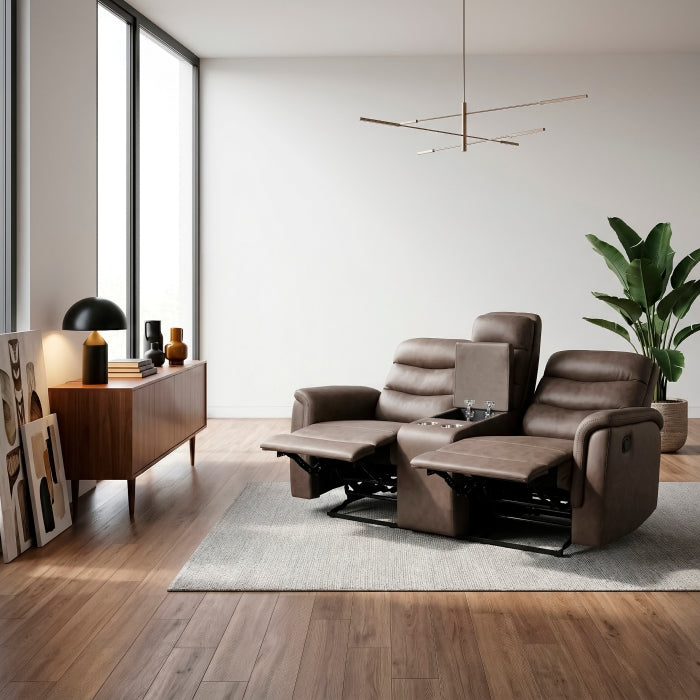 Metric Collection Double Glider Reclining Love Seat with Center Console