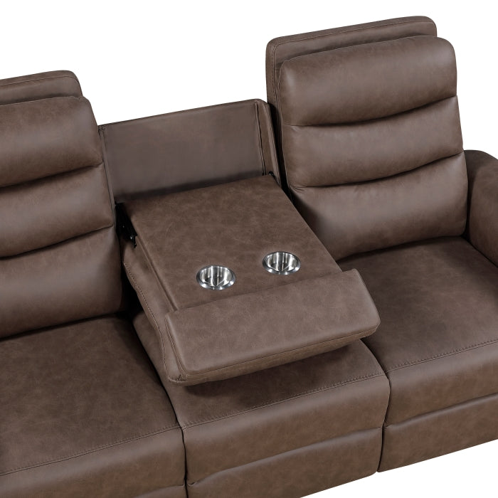 Metric Collection Double Reclining Sofa with Drop-down Cup Holders