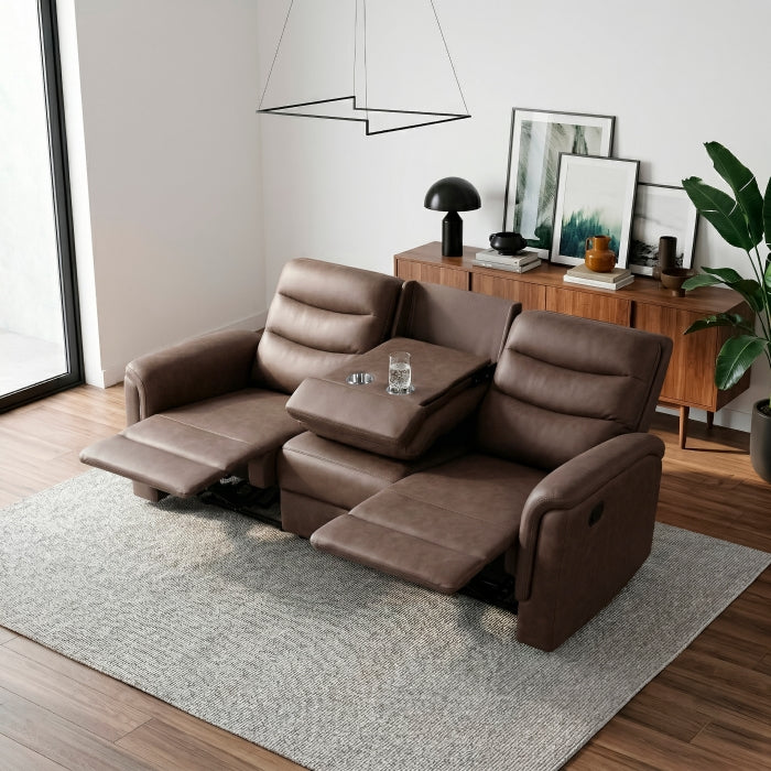 Metric Collection Double Reclining Sofa with Drop-down Cup Holders
